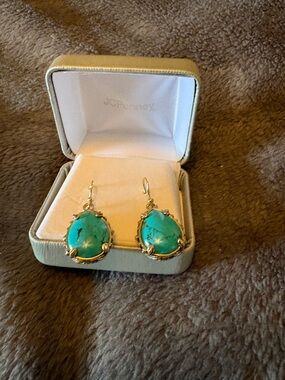 jcpenney Turquoise and Gold Drop Earrings
